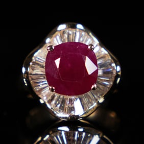 14 kt YG Burmese ruby ring GIA