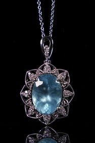 GIA Aquamarine diamond necklace