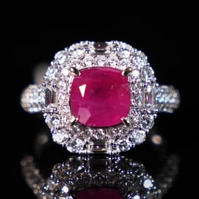 GIA Burmese platinum ruby ring