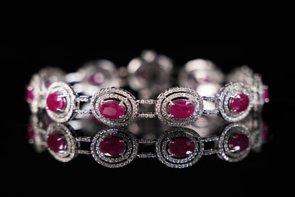 Platinum Burmese ruby GIA bracelet