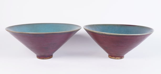 2 Chinese purple bowls