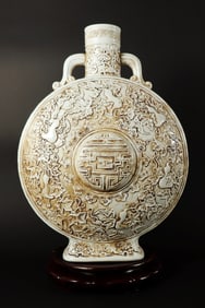 Chinese tall white flask vase