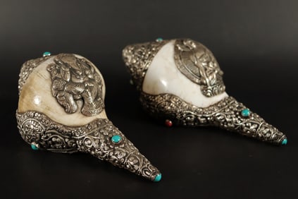 2 Tibetan fine conch