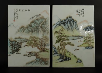 2 Chinese porcelain tiles