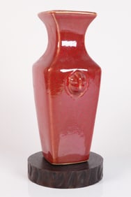 Chinese red square vase