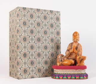 Chinese fine carved deity on stand