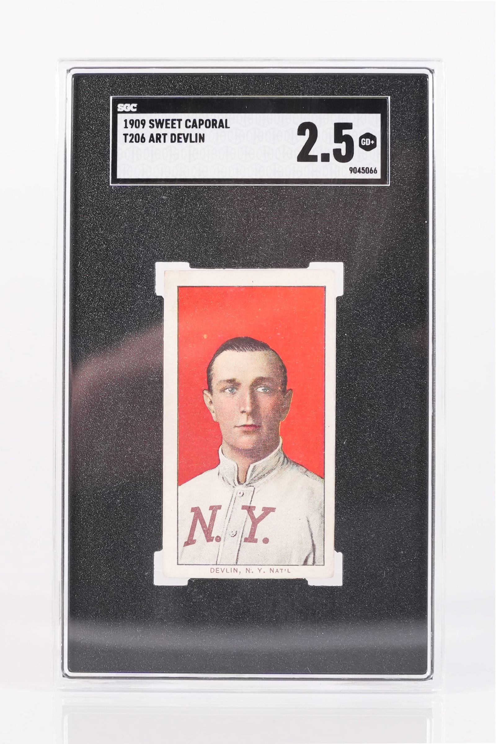 1909 Sweet Caporal T206 card: 1909 Sweet Caporal T206 Art Devlin baseball card, graded by SGC.