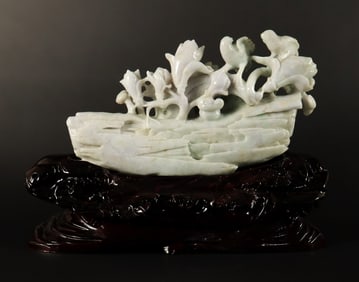 Chinese jadeite carving with stand