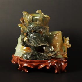 Chinese jade carving with stand