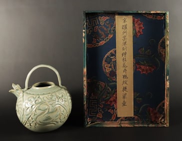 Chinese fine ceramic pot with silk box