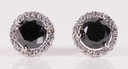 2 14 kt w/g black diamond earrings