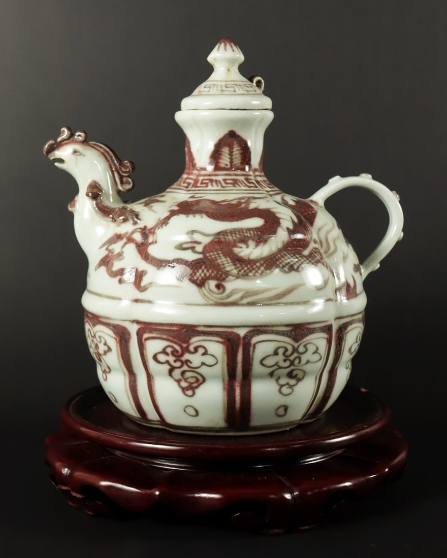 Chinese fine dragon pot: Chinese fine dragon pot. H: 7" x W: 7.5."