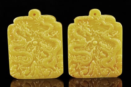 2 Chinese yellow plaques