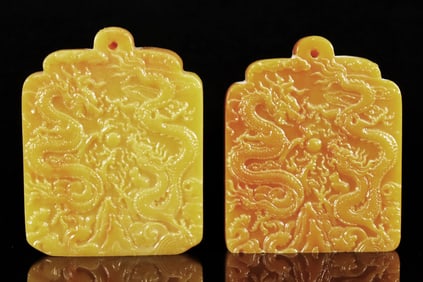 2 Chinese yellow plaques