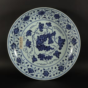 Chinese b/w floral charger