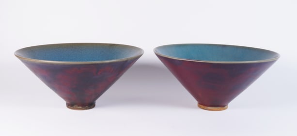 2 Chinese purple bowls