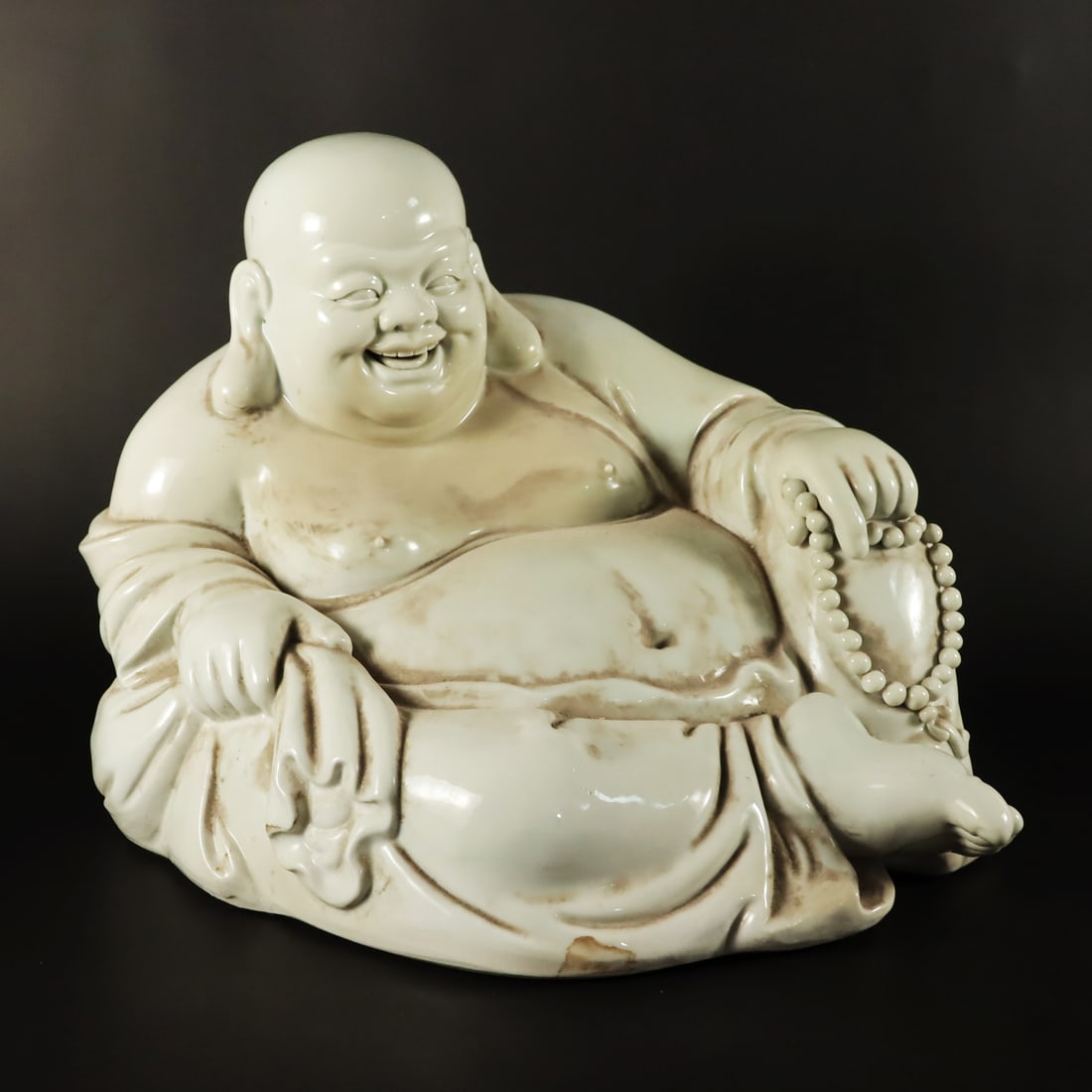 Chinese antique buddha: Chinese antique buddha, bottom has maker's mark? H: 11" x W: 14."