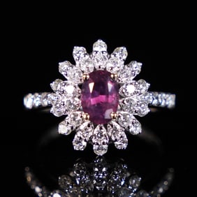 Platinum natural sapphire ring 0.87 GIA