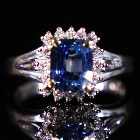 Platinum sapphire GIA ring 1.79 carats