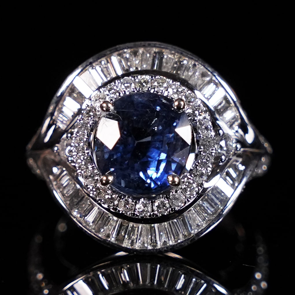 Platinum sapphire diamond ring GIA 4.08 (1 of 10)