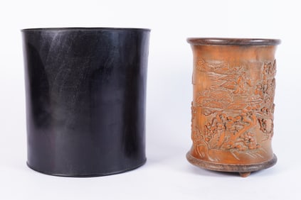 2 Chinese brush pots