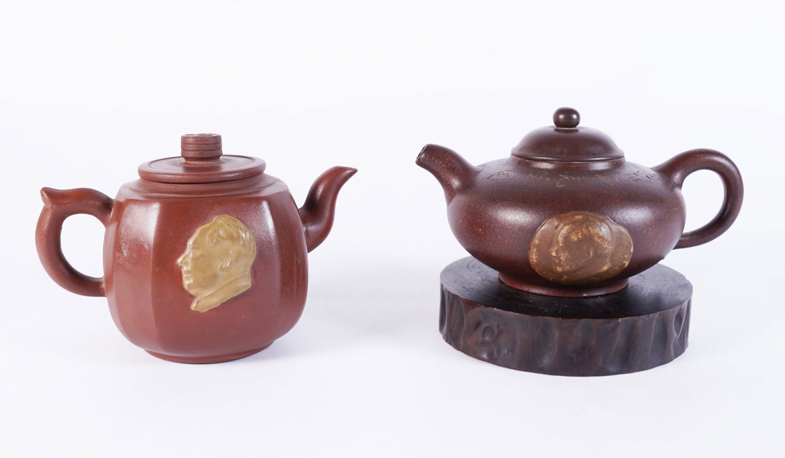 Lots Chinese clay teapots: Lots Chinese clay teapots. Largest H: 3.2" x W: 7."