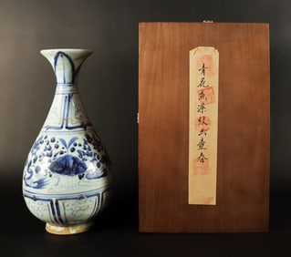 Chinese fine b/w vase with box