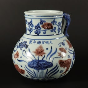 Chinese red blue vase