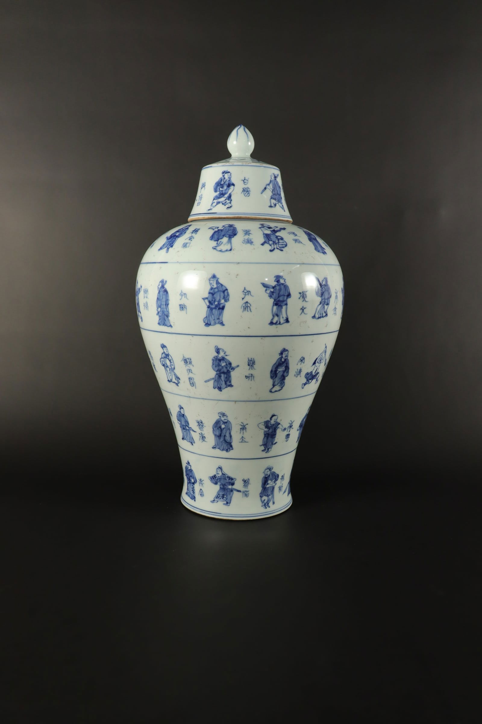 Chinese fine b/w lidded vase (1 of 6)