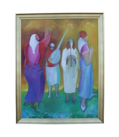 A large vintage painting signed