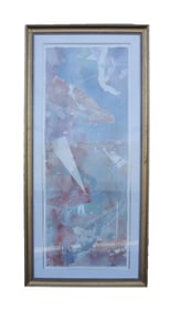 A framed tall painting