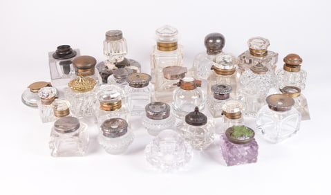 Lots antique inkwell bottles