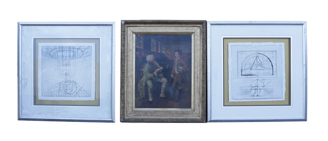 Lots vintage framed art