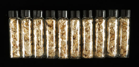 Lots tubes of gold flakes ungraded