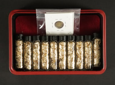 Lots tube of gold flakes Indian coin