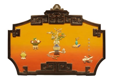 Chinese important lacquered jade panel