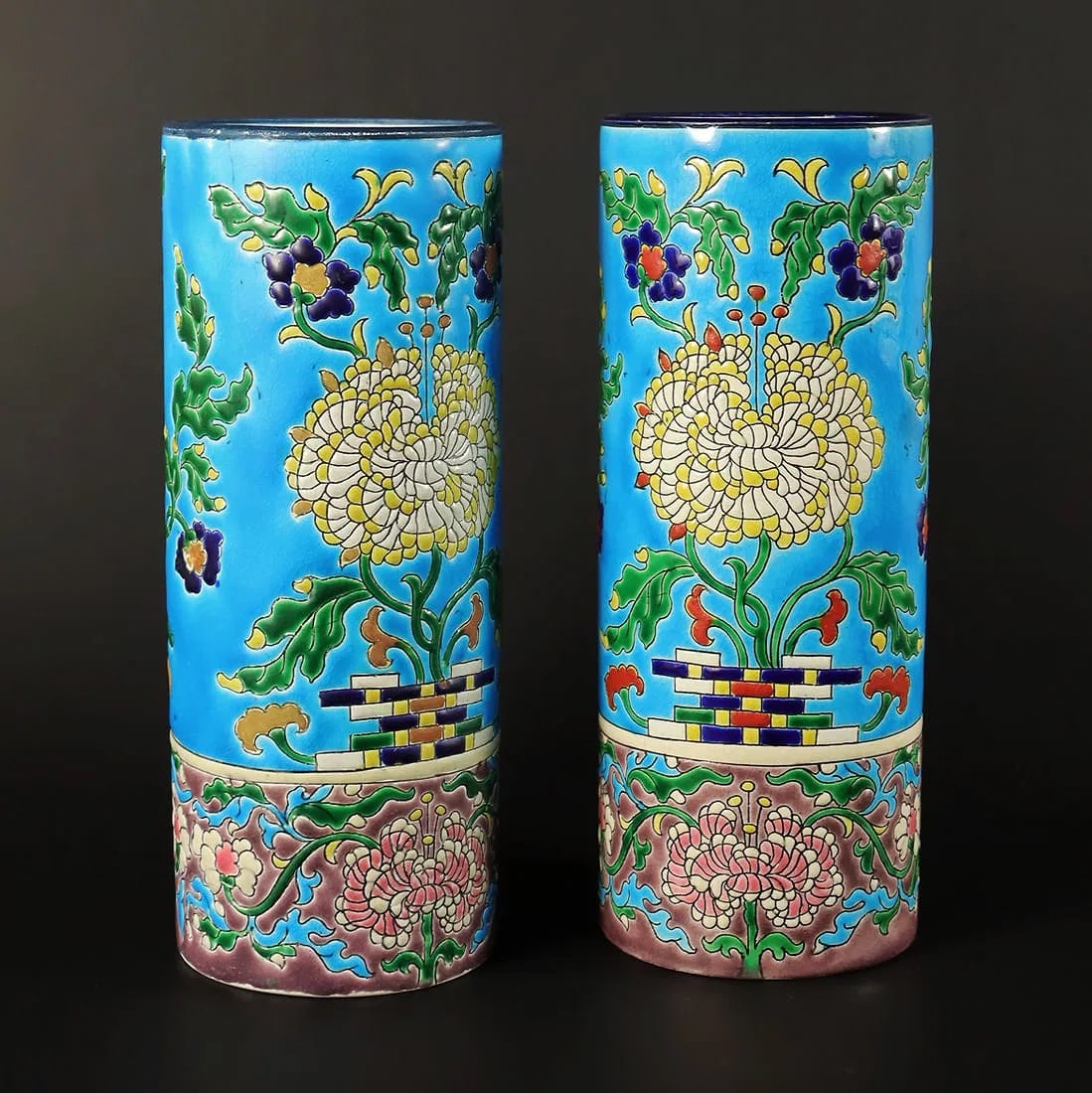 2 antique Longwy fine tube vase (1 of 6)