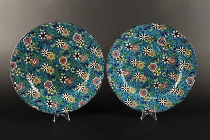 2 antique Longwy large plates