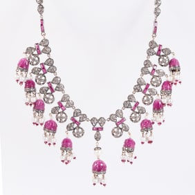 Vintage silver gold diamond necklace