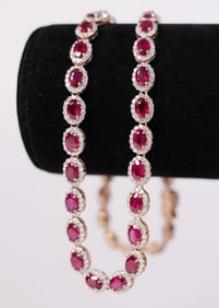 14 kt y/g burmese ruby diamond necklace
