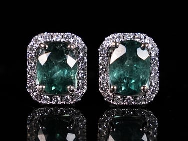 14 kt w/g diamond tourmaline earrings