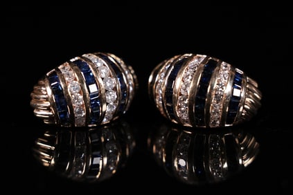14 kt y/g sapphire diamond earrings