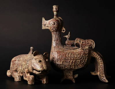 2 Chinese bronze vessels: 2 Chinese fine bronze vessels. Largest H: 10.3" x W: 8."