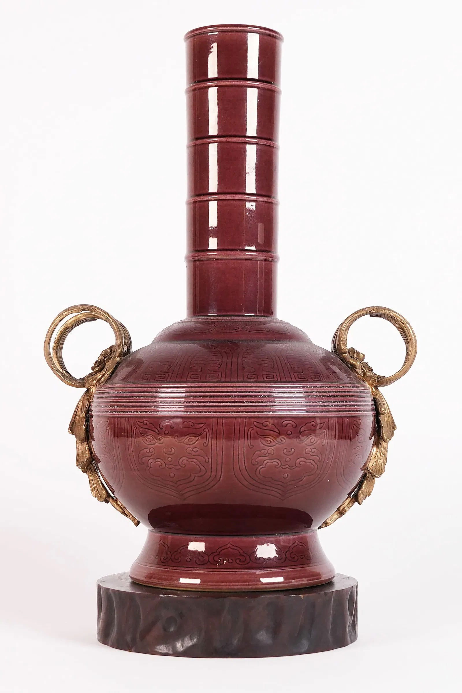 Chinese bronze handled vase (1 of 7)