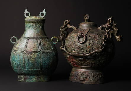 Lots Chinese bronze vessels: Lots Chinese bronze vessels. Largest H: 10" x W: 7."