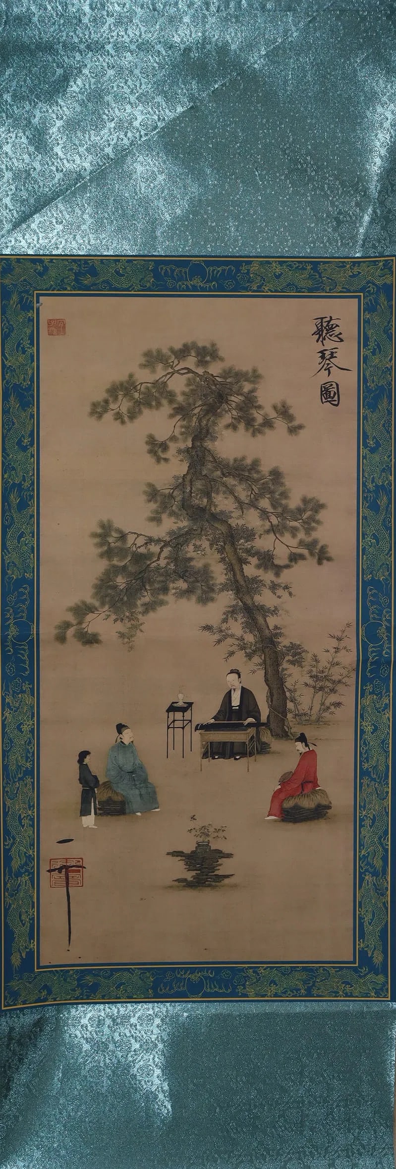 Chinese fine painting scroll with box (1 of 6)