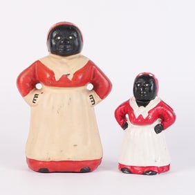 2 Black Americana cast iron bank