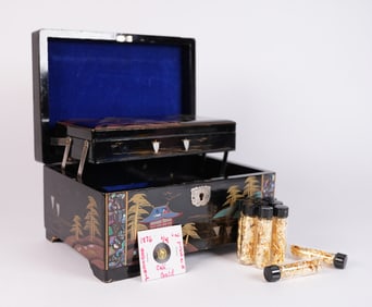Lots gold flakes and coin