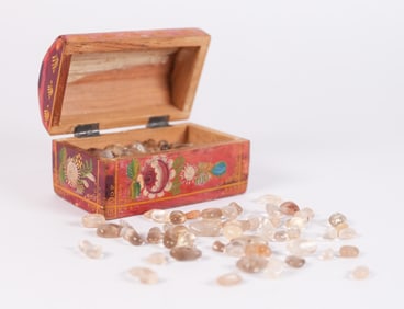 Box full of crystal specimen