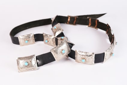 Antique silver and turquoise belt